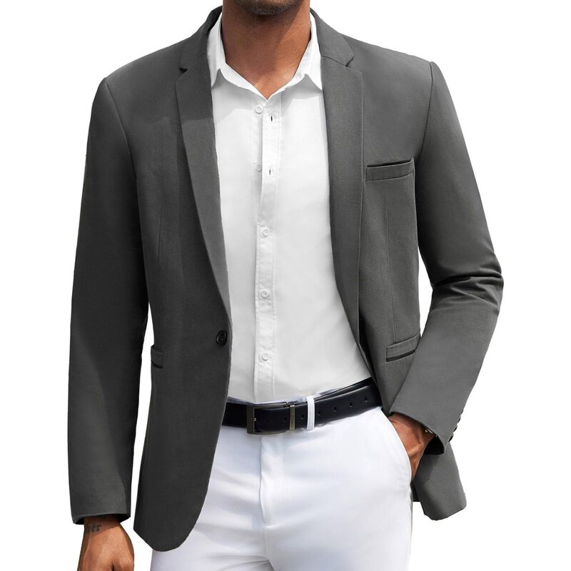 クーファンディ レディース アウター ジャケット・ブルゾン スリムフィット コットン コート ブレザー COOFANDY Men' Casual Blazersport Coatslim Fit Cotton Sport Jackets 1 Button Lightweight Suit Grey グレー|ReVida 店