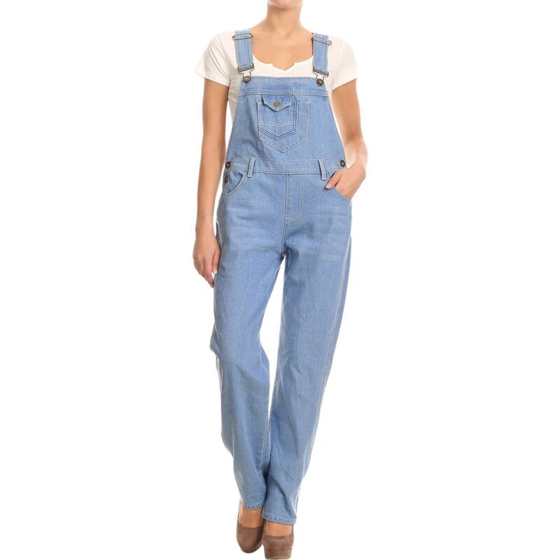 アンナカシ レディース ボトムス カジュアルパンツ ヴィンテージ オーバーオール Anna-Kaci Women's Vintage Straight-leg Overalls Light Blue ブルー|ReVida 店
