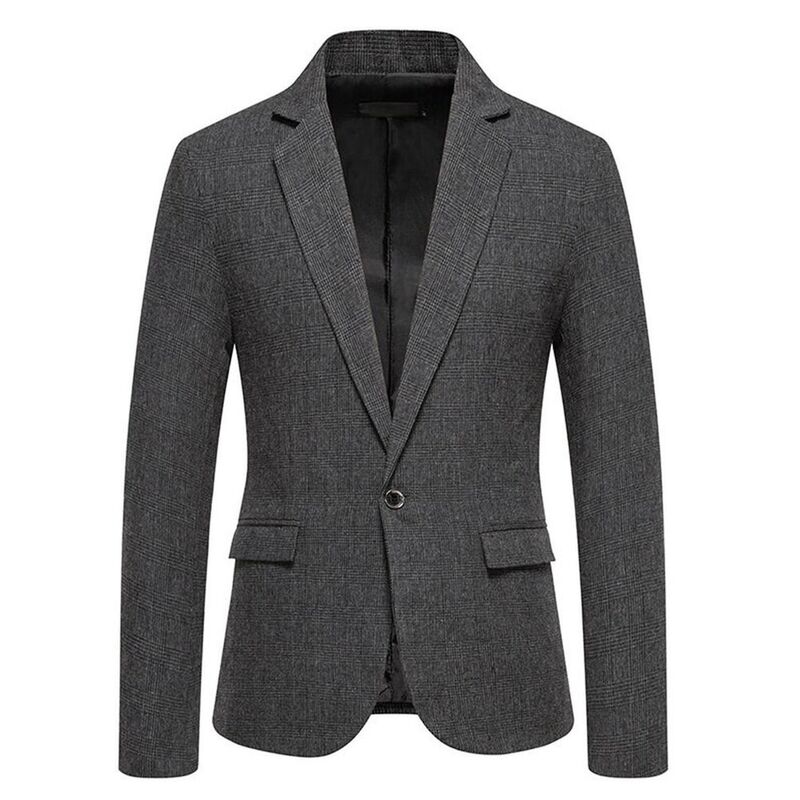 エリートスピリット レディース アウター ジャケット・ブルゾン ブレザー EliteSpirit Men's Plaid Blazer - Slim-Fit Single-Button Suit Jacket for Casual Business Daily Wear Grey グレー|ReVida 店