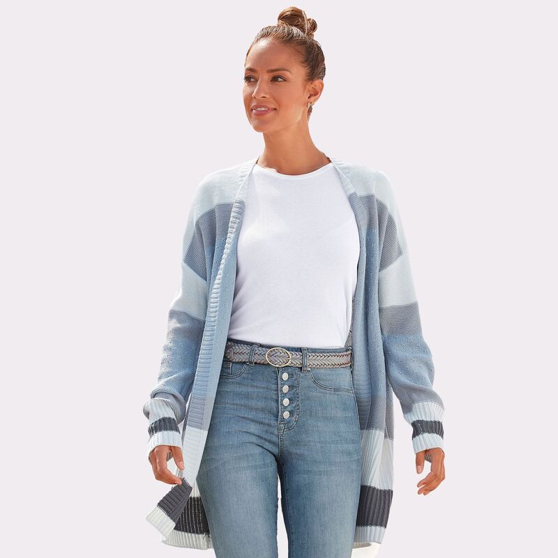 ラスカーナ レディース アウター 編み物・スウェーター ジレー Lascana Women\u0027s Color Block Cardigan Blue Multicolor 青色