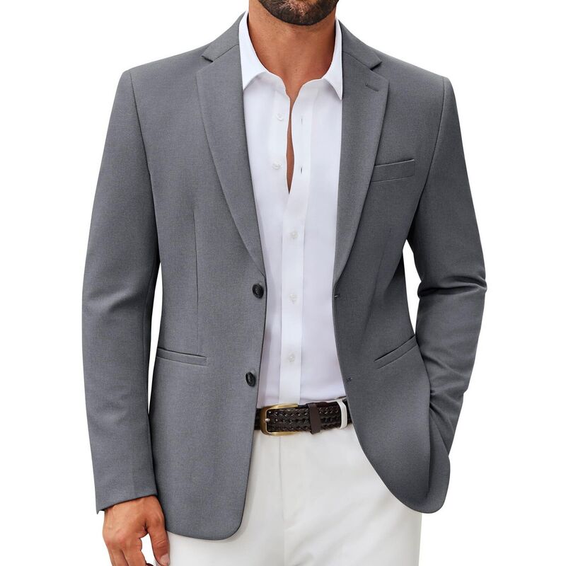 クーファンディ レディース アウター ジャケット・ブルゾン レギュラーフィット コート ブレザー ニット COOFANDY Mens Knit Sport Coat Lightweight Casual Suit Jacket Regular Fit Men' Sport Coats & Blazers Grey グレー｜ReVida 店