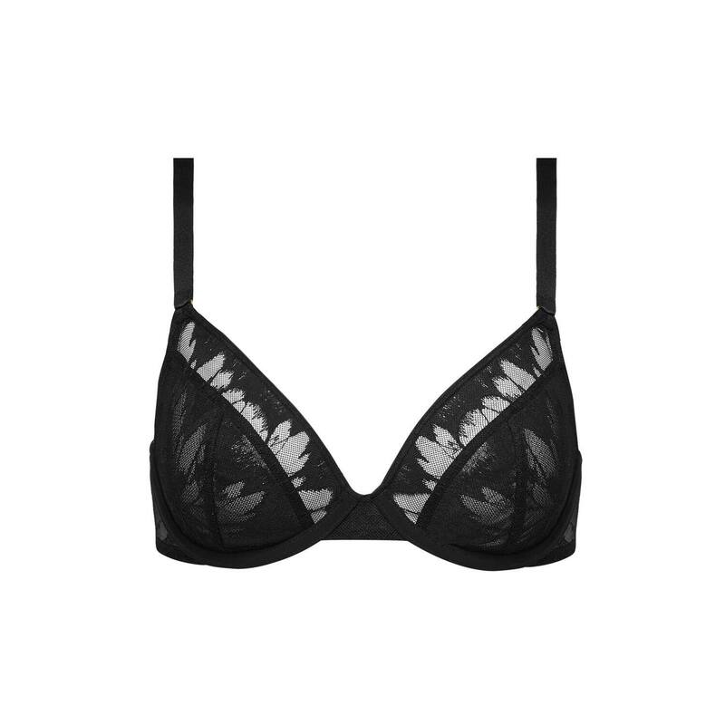 クープ レディース アンダーお召しもの ブラ 御花柄 スピード競技 御花 CUUP The Plunge- Floralace Black 黒いこと