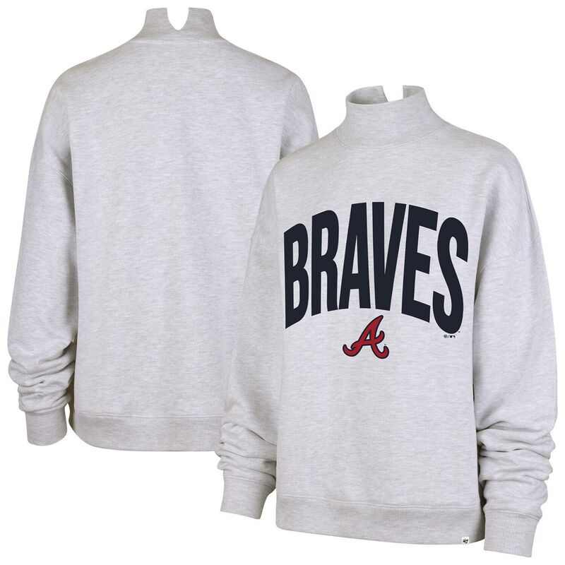 フォーティセブンブランド レディース トップス プルオーバー モックネック 汗水 47 Brand Women\u0027s \u002747 Heather Gray Atlanta Bravesubtle Muse Mock Neck Sweatshirt Brv Grey 薄墨色