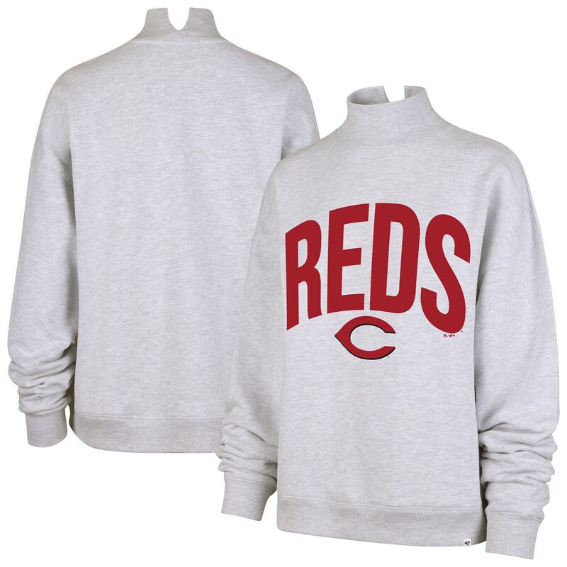 フォーティセブンブランド レディース トップス プルオーバー モックネック 汗水 47 Brand Women\u0027s \u002747 Heather Gray Cincinnati Redsubtle Muse Mock Neck Sweatshirt Red Grey 薄墨色
