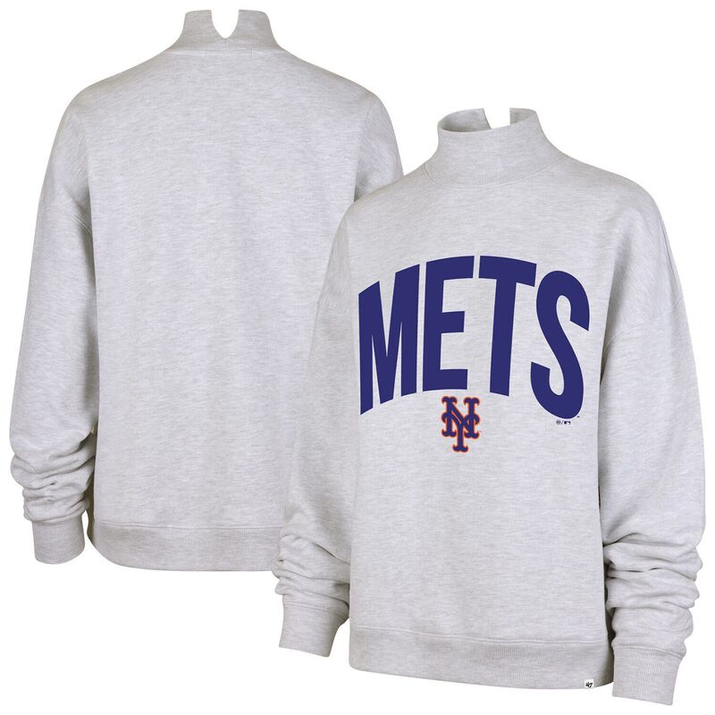 フォーティセブンブランド レディース トップス プルオーバー モックネック 汗水 47 Brand Women\u0027s \u002747 Heather Gray New York Metsubtle Muse Mock Neck Sweatshirt Met Grey 薄墨色