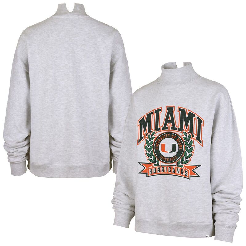 フォーティセブンブランド レディース トップス プルオーバー モックネック 汗水 47 Brand Women\u0027s \u002747 Gray Miami Hurricanes Laurel Arch Mock Neck Sweatshirt Mia Grey 薄墨色
