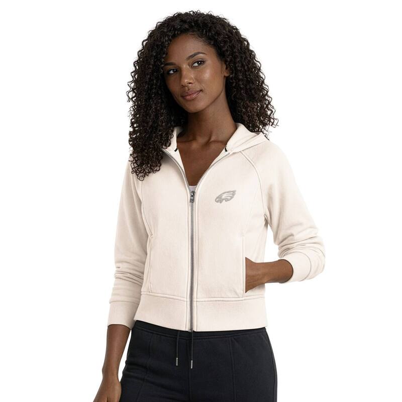 クランク レディース トップス プルオーバー クロップド パーカー Women\u0027starter Cream Philadelphia Eagles Cropped Pastels Full-Zip Hoodieag Beige ベージュ