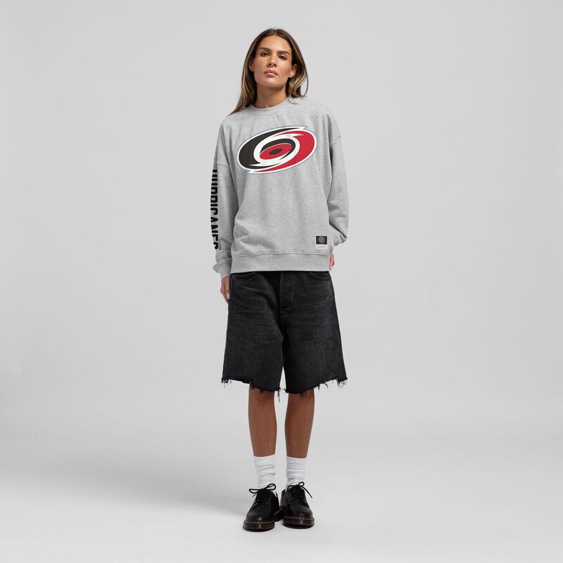 ミッチェル\u0026ネス レディース トップス プルオーバー 汗水 Women\u0027s Mitchell \u0026 Ness Heather Gray Carolina Hurricanes Core 3-Hit Oversized Sweatshirt Hur Grey 薄墨色