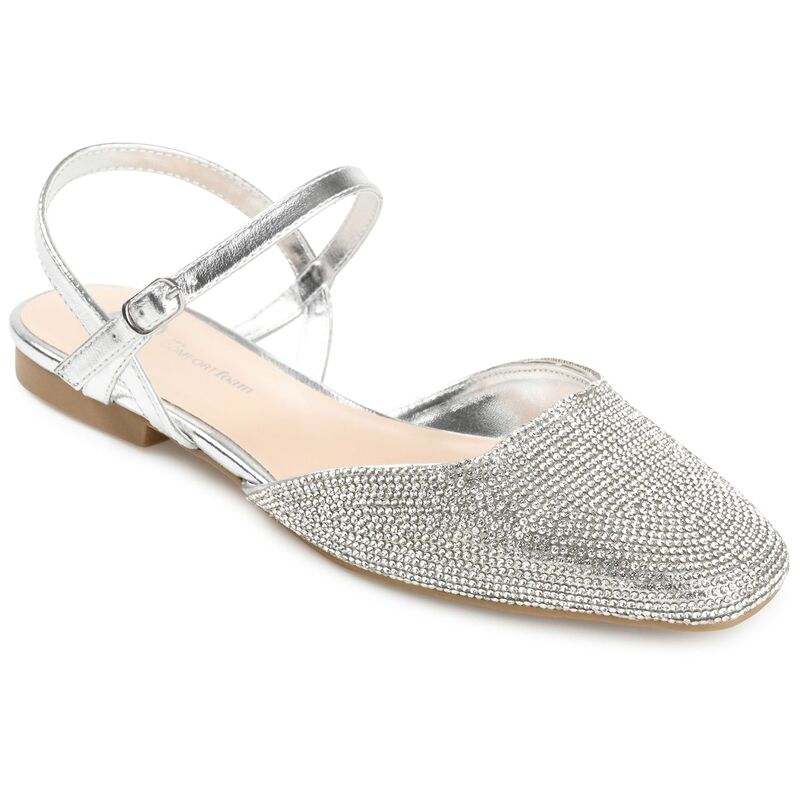 周遊 レディース シューズ サンダル Journee Nysha Women\u0027s Rhinestone Flatsilver しろがね色