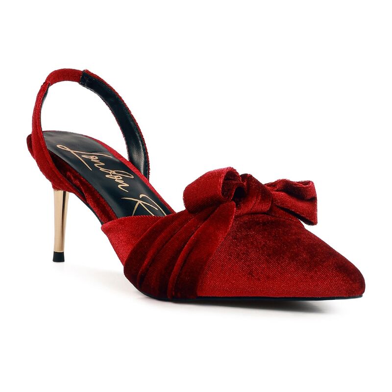 ロンドンラグ レディース シューズ パンプス サンダル 天鵝絨 踵 London Rag Mayfair Women\u0027s Velvet Higheeled Mule Sandals Burgundy バーガンディ