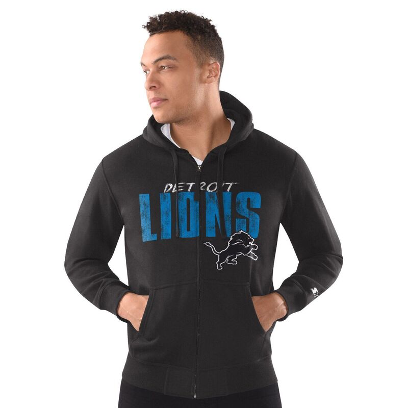 スターター レディース アウター ジャケット・ブルゾン パーカー Men'starter Black Detroit Lions Distressed Classic Full-Zip Hoodie Pkr Black ブラック|ReVida 店