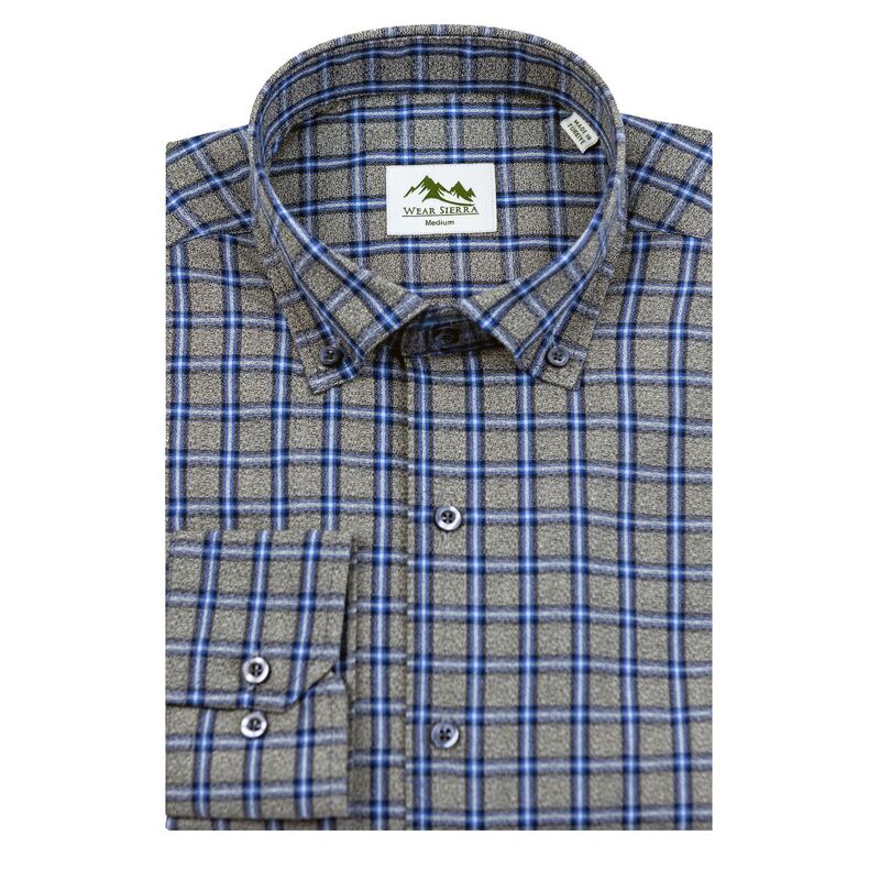 ウェアシエラ レディース トップス Tシャツ ボタンダウン コットン ダウン WEAR SIERRA Men's Turkish Cotton Long Sleeve Button Down Shirt in Plaid Pattern Gray And Blue グレー|ReVida 店