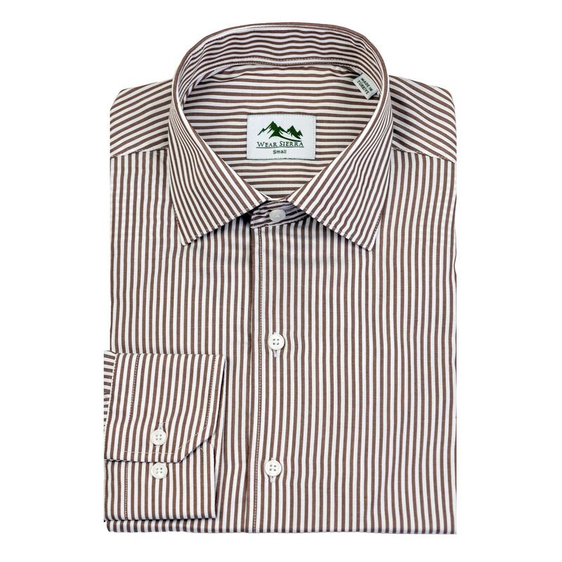 ウェアシエラ レディース トップス Tシャツ コットン Wear Sierra Top Shelf Men's Turkish Cotton Long Sleeve Button Up Shirt with Stripes Pattern Brown ブラウン|ReVida 店