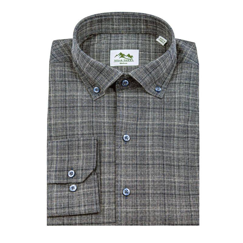 ウェアシエラ レディース トップス Tシャツ ボタンダウン コットン ダウン WEAR SIERRA Men's Turkish Cotton Long Sleeve Button Down Shirt in Combed Cotton with Plaid Pattern Dark Gray And Navy グレー|ReVida 店
