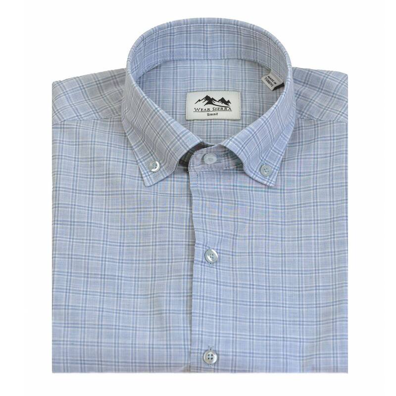 ウェアシエラ レディース トップス Tシャツ 半袖 コットン ダウン WEAR SIERRA Men's Cotton Short-Sleeve Button-Down Shirt with Plaid Pattern Blue ブルー｜ReVida 店
