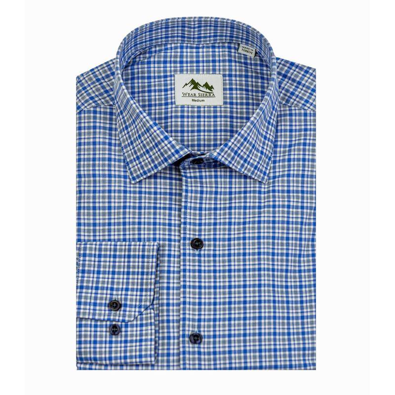 ウェアシエラ レディース トップス Tシャツ コットン Wear Sierra Top Shelf Men's Turkish Cotton Long Sleeve Button Up Shirt in Plaid Pattern Blue ブルー｜ReVida 店