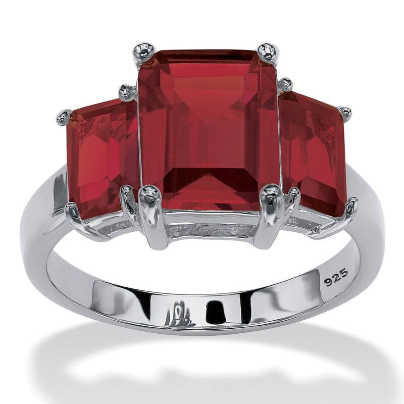 パームビーチジュエリー レディース アクセサリー リング PalmBeach Jewelry .925 Silver Simulated Birthstone 3-Stone Ring January Garnet ストーン｜ReVida 店