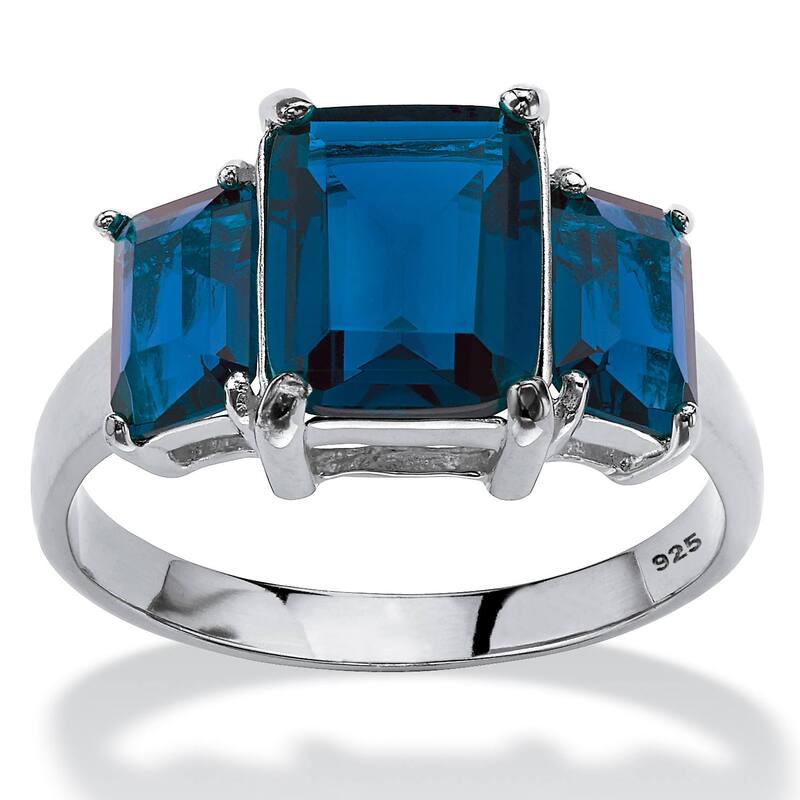 パームビーチジュエリー レディース アクセサリー リング PalmBeach Jewelry .925 Silver Simulated Birthstone 3-Stone Ring September Sapphire サファイア｜ReVida 店