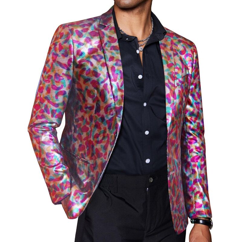 クーファンディ レディース アウター ジャケット・ブルゾン レギュラーフィットール コート ブレザー COOFANDY Mensparkly Blazeregular Fit Sport Coat Metallic 70s Disco Silver Jacket Colored Leaf シルバー｜ReVida 店