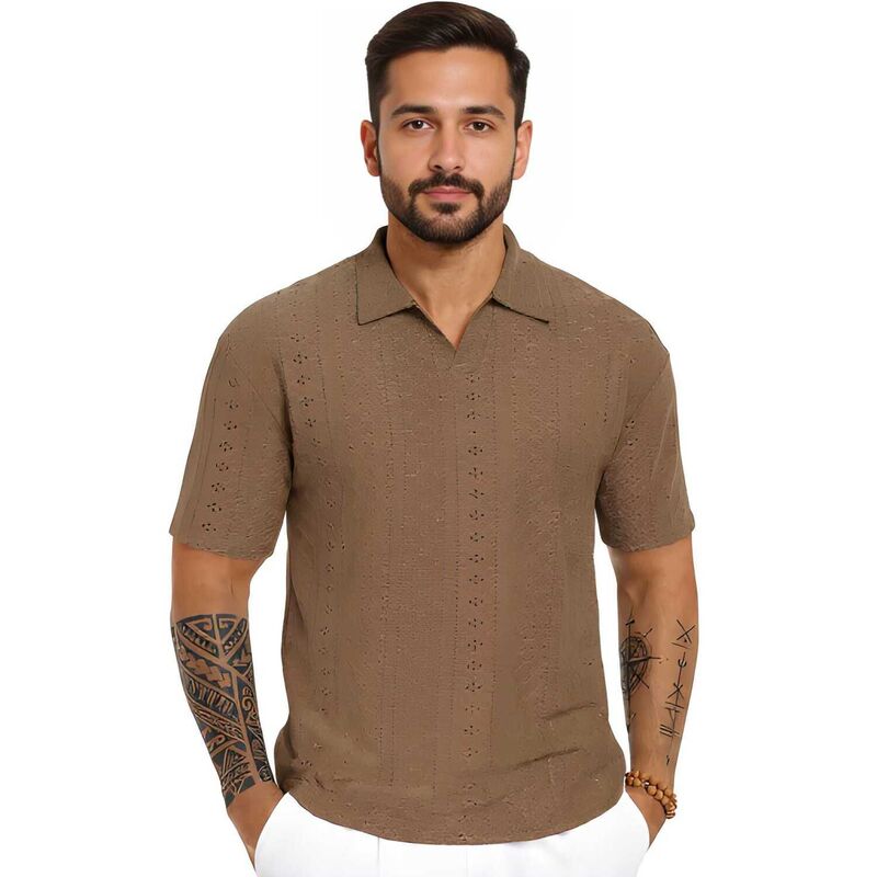 メガリテイラー レディース トップス Tシャツ Vネック ポロシャツ MegaRetailer Buttonless V-Neck Short Sleeve Polo Shirt Khaki カーキ｜ReVida 店