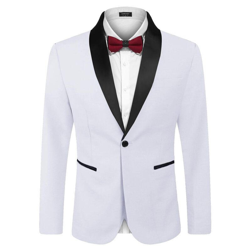 クーファンディ レディース アウター ジャケット・ブルゾン ブレザー COOFANDY Men' Tuxedo Jacket Wedding Blazer One Button Dressuit for Christmas Dinner Prom Party White ホワイト|ReVida 店