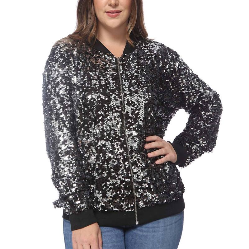 アンナカシ レディース アウター ジャケット・ブルゾン スパンコール Anna-Kaci Women'sequin Party Nightout Bomber Jacket Black ブラック|ReVida 店