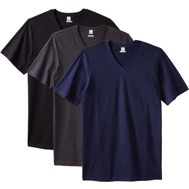 キングサイズ レディース トップス プルオーバー Vのど首 トール 綿織物 KingSize Men\u0027s Big \u0026 Tall Cotton V-Neck Undershirt 3-Pack Basic
