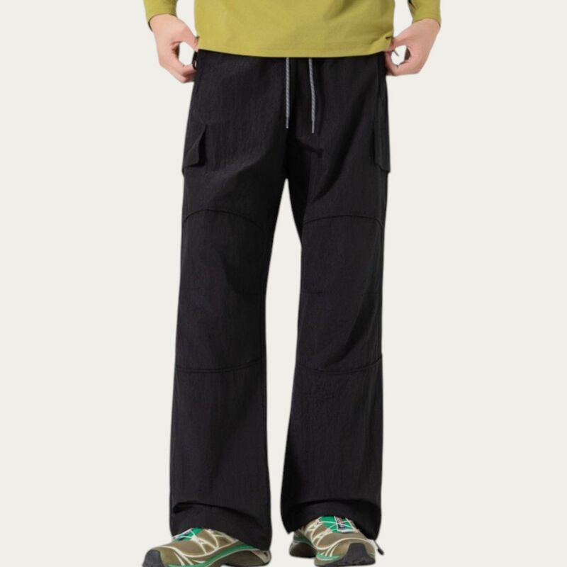 アンナカシ レディース ボトムス カジュアルパンツ カーゴパンツ ドローコードウエスト Anna-Kaci Men's Lightweight Cargo Pants with Drawstring Waist and Utility Pockets Black ブラック｜ReVida 店