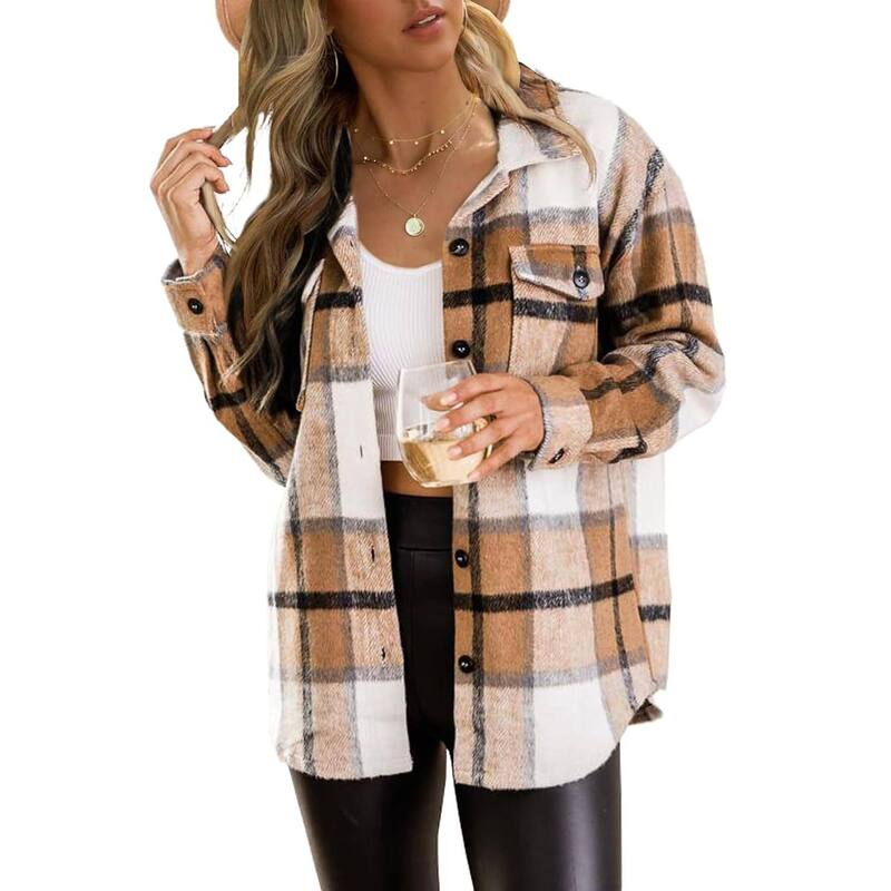 メガリテイラー レディース トップス プルオーバー MegaRetailer Women ’ s Plaid Flannel Shacket Multicolor マルチ色合い