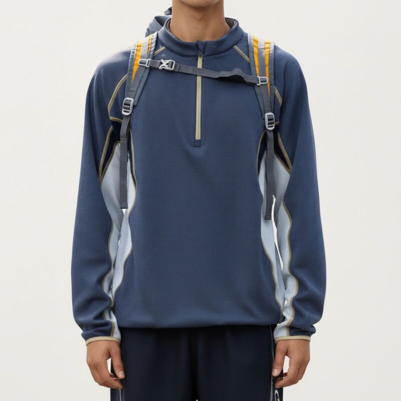 アンナカシ レディース トップス Tシャツ ハーフジップ コントラスト Anna-Kaci Men's Long Sleeve Half Zipullover Top with Color Block Panels and Contrast Seam Detailing Dark Gray グレー｜ReVida 店