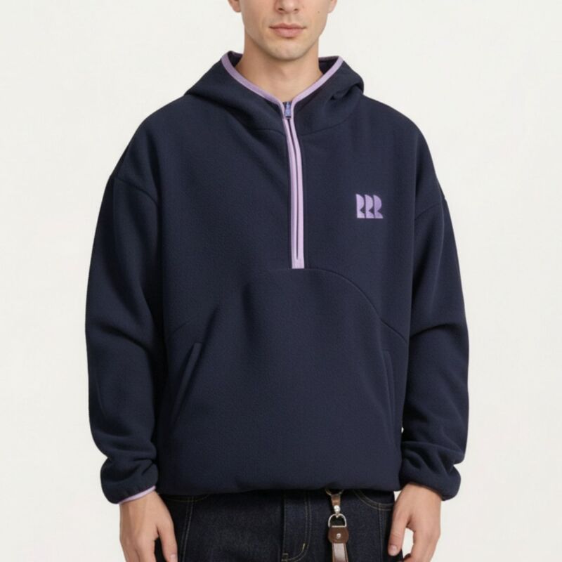 アンナカシ レディース トップス プルオーバー 伸び伸びする填まる ハーフジップ Anna-Kaci Men\u0027s Half Zip Hooded Pullover with Front Pocket and Relaxed Fit Navy 米国海軍