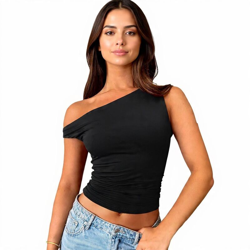 メガリテイラー レディース トップス プルオーバー ノースリーブ MegaRetailer Women\u0027sleeveless Bodycon Summer Top Black 黒いこと