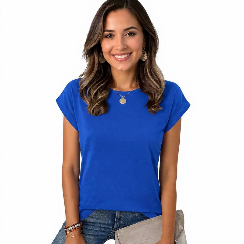 メガリテイラー レディース トップス プルオーバー MegaRetailer Women\u0027summer Business Dressy Top Blue 青色