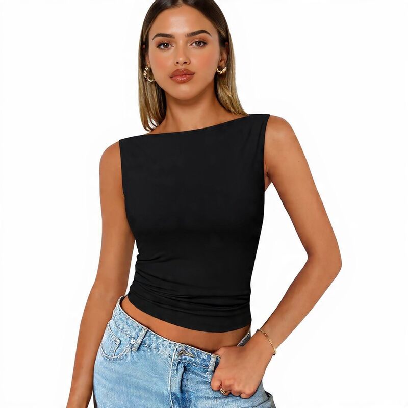 メガリテイラー レディース トップス プルオーバー ノースリーブ MegaRetailer Sleeveless Vacation Tank Top for Women Black 黒いこと