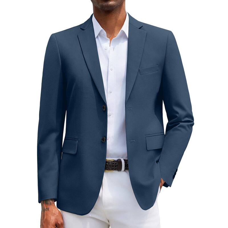 クーファンディ レディース アウター ジャケット・ブルゾン レギュラーフィット コート ブレザー COOFANDY Sport Coats Men Regular Fit Stylish Formal Casual Blazer Dinner Jackets Dark Blue ブルー｜ReVida 店