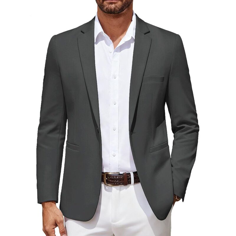 クーファンディ レディース アウター ジャケット・ブルゾン コート ブレザー COOFANDY Men' Casual Blazer Lightweight Sport Coat One Button Suit Jacket Dark Grey グレー｜ReVida 店