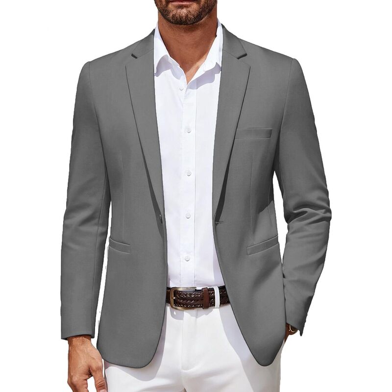 クーファンディ レディース アウター ジャケット・ブルゾン コート ブレザー COOFANDY Men' Casual Blazer Lightweight Sport Coat One Button Suit Jacket Grey グレー｜ReVida 店