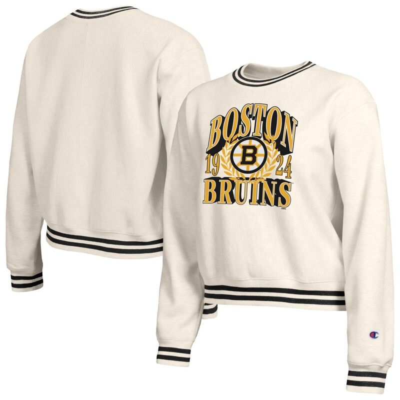 はやりっ児 レディース トップス プルオーバー 労働者の一団のど首 汗水 Women\u0027s Champion Cream Boston Bruins Bold Laurels Reverse Weave Yarn Crewneck Sweatshirt Bsbeige ベージュ