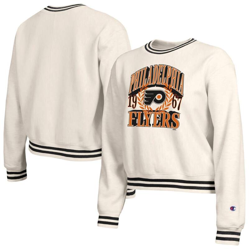 はやりっ児 レディース トップス プルオーバー 労働者の一団のど首 汗水 Women\u0027s Champion Cream Philadelphia Flyers Bold Laurels Reverse Weave Yarn Crewneck Sweatshirt Fly Beige ベージュ
