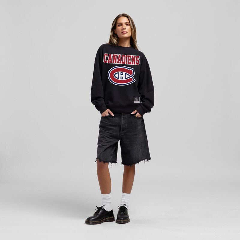 ミッチェル\u0026ネス レディース トップス プルオーバー 汗水 Women\u0027s Mitchell \u0026 Ness Black Montreal Canadiens Core Oversized Sweatshirt Cnd Black 黒いこと