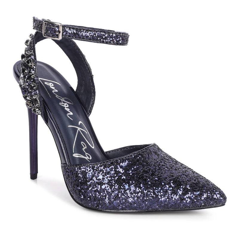 ロンドンラグ レディース シューズ パンプス 踵 London Rag Cloriss Women\u0027s Glitter Stiletto Higheels Blue 青色