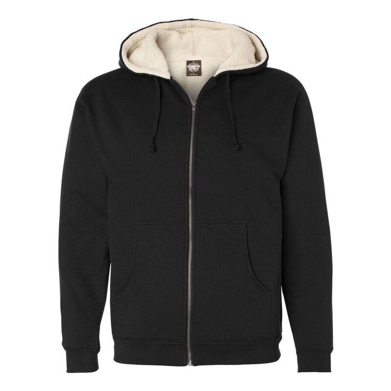 インディペンデントトレーディング レディース トップス Tシャツ スウェット Independentrading Co. Sherpa-Lined Full-Zip Hooded Sweatshirt Black And Natural ブラック|ReVida 店
