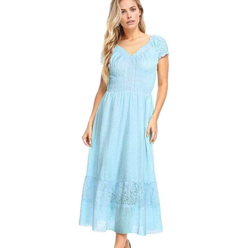 アンナカシ レディース トップス ワンピース レース マキシ Anna-Kaci Women's Renaissance Boho Lace Maxi Dress Light Blue ブルー|ReVida 店