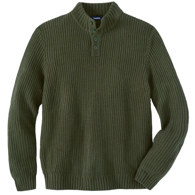 キングサイズ レディース アウター ニット・セーター トール KingSize Men's Big & Tall Henley Shaker Sweater Olive オリーブ｜ReVida 店