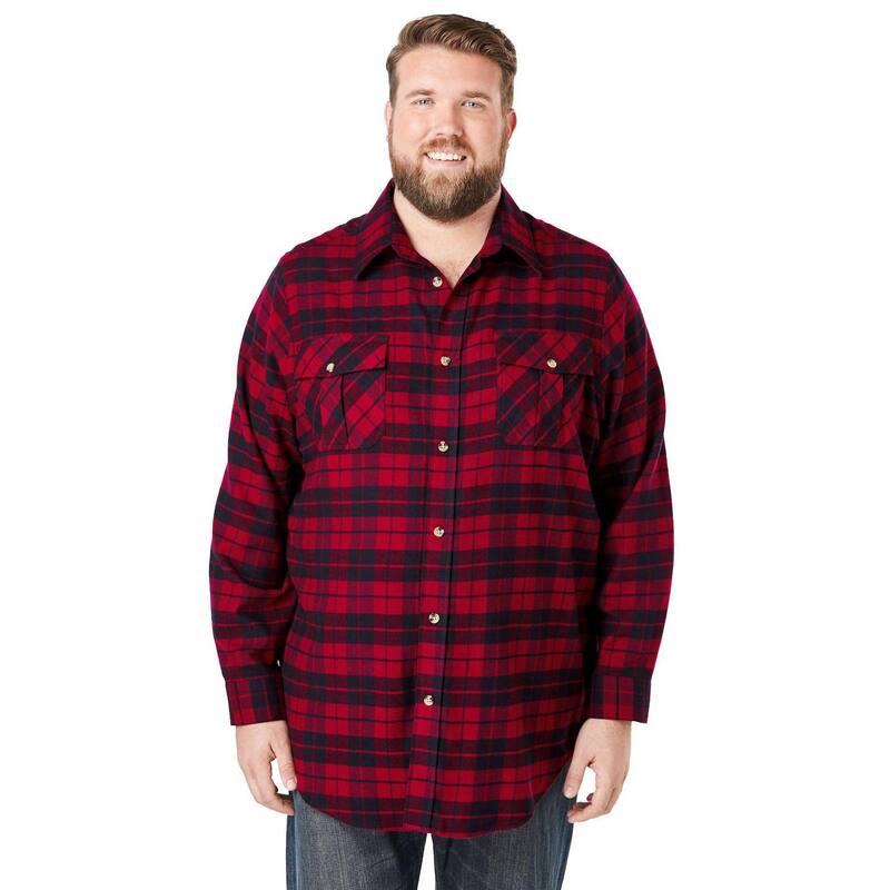 キングサイズ レディース トップス Tシャツ トール KingSize Men's Big & Tall Signature Plaid Flannel Shirt Rich Burgundy Plaid バーガンディ｜ReVida 店