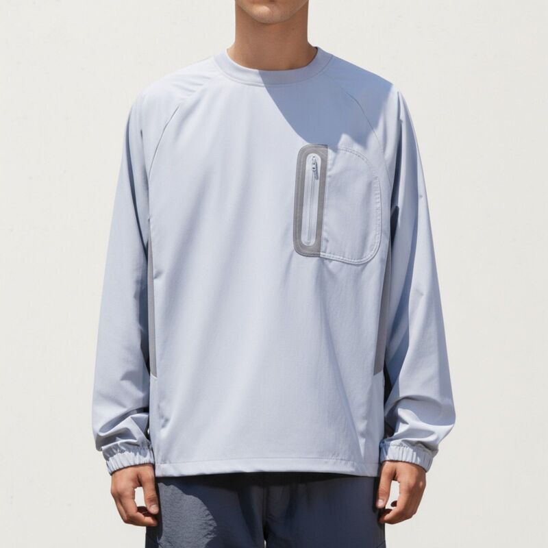 アンナカシ レディース トップス プルオーバー 労働者の一団素っ首 対照 Anna-Kaci Men\u0027s Long Sleeve Pullover Crew Neck Top with Contrast Zipper Chest Pocket and Elasticuffs Gray 薄墨色