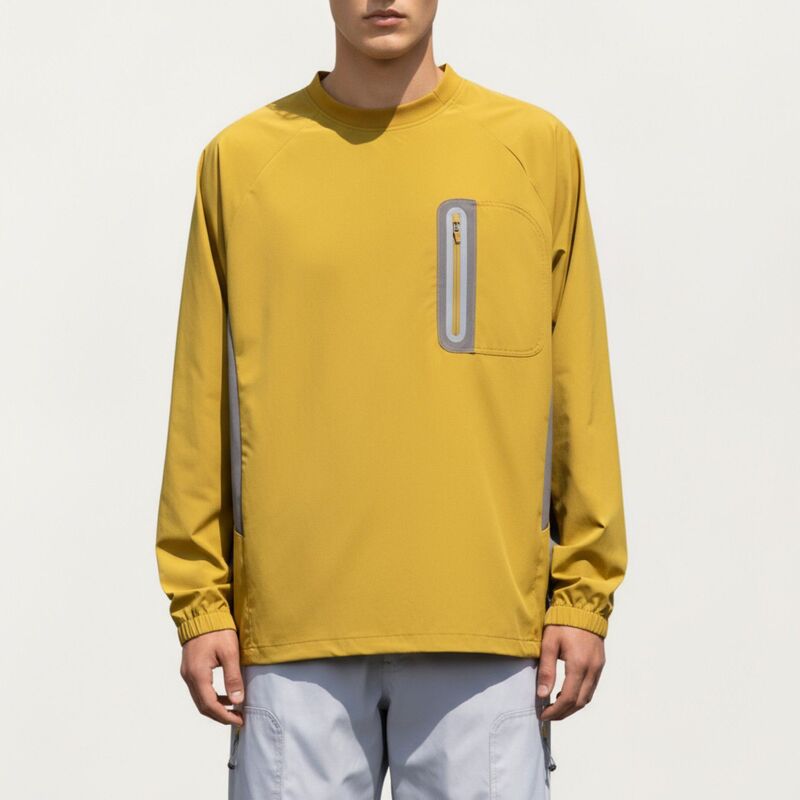アンナカシ レディース トップス プルオーバー 労働者の一団素っ首 対照 Anna-Kaci Men\u0027s Long Sleeve Pullover Crew Neck Top with Contrast Zipper Chest Pocket and Elasticuffs Yellow 黄色
