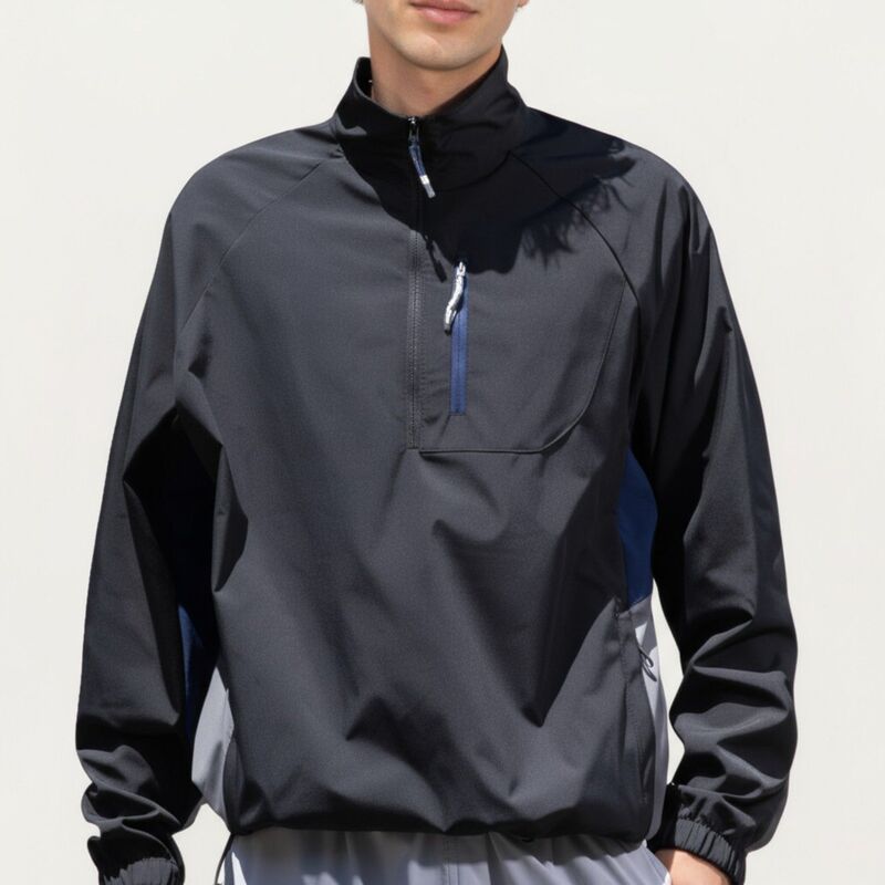 アンナカシ レディース トップス プルオーバー ハーフジップ Anna-Kaci Men\u0027s Long Sleeve Quarter Zip Windbreaker Pullover with Elasticuffs and Zipper Chest Pocket Black 黒いこと