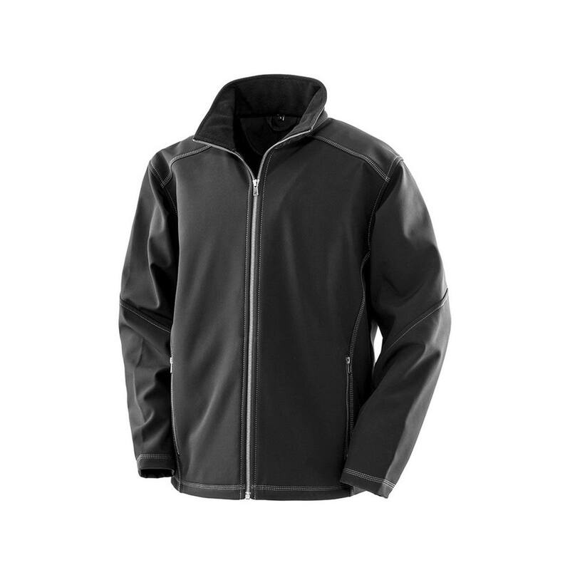 リザルト レディース アウター ジャケット・ブルゾン Result Work-Guard Mens Treble Stitch Soft Shell Jacket Black ブラック|ReVida 店