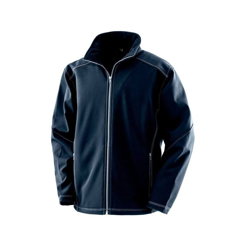 リザルト レディース アウター ジャケット・ブルゾン Result Work-Guard Mens Treble Stitch Soft Shell Jacket Navy ネイビー｜ReVida 店